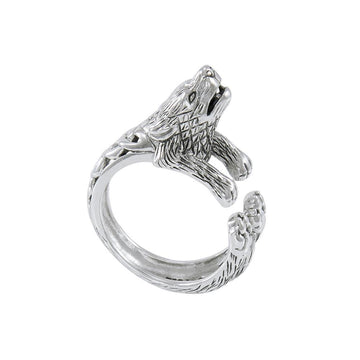 Sterling Silver Howling Wolf Ring TRI1637 - Jewelry